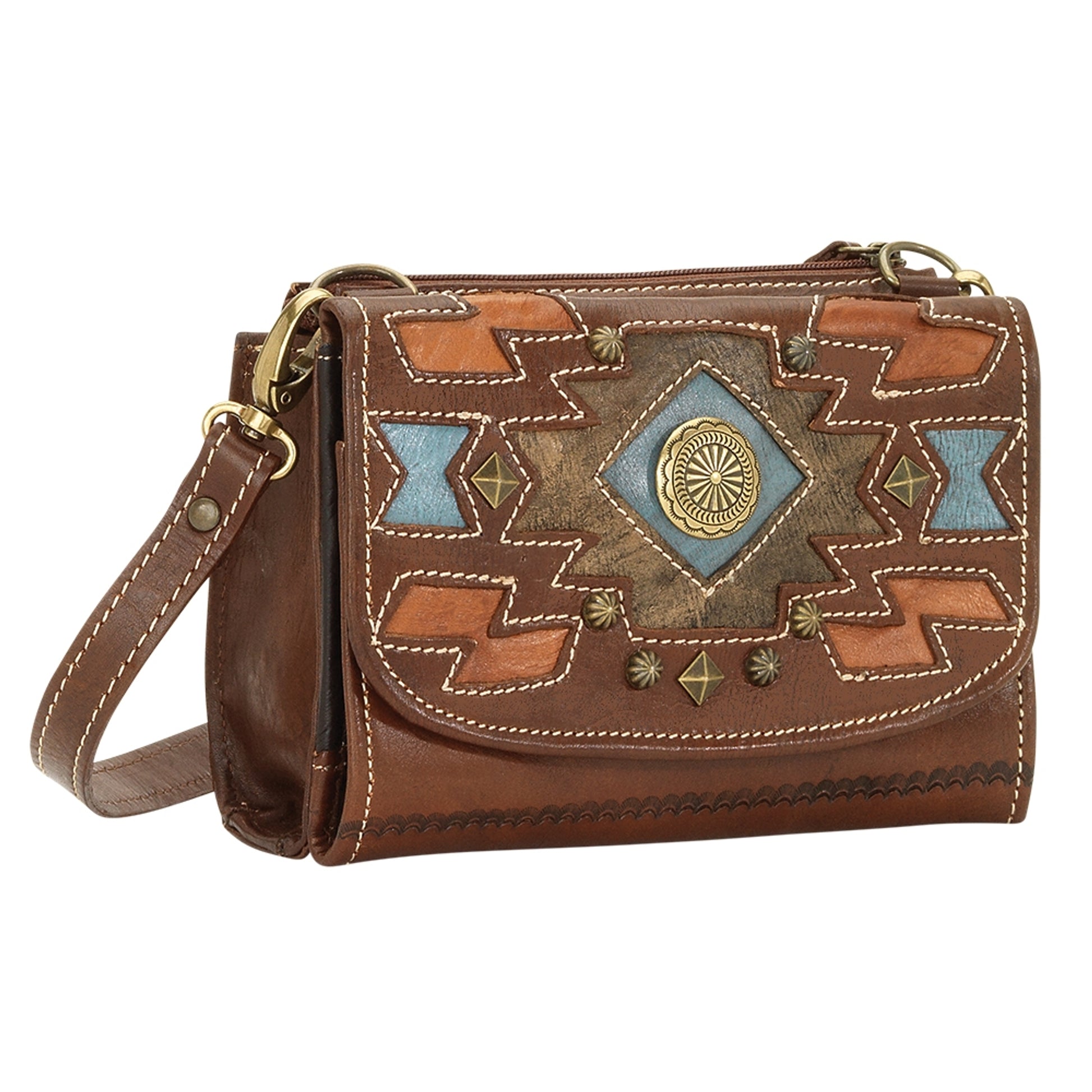 AMERICAN WEST Zuni Passage Small Crossbody Bag/Wallet - Tan