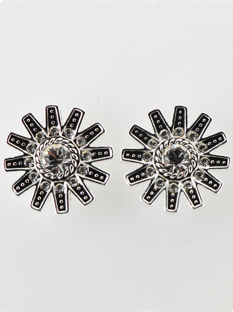 Western Edge Crystal Stones Spur Rowel Earrings