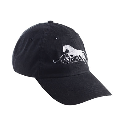 Jumper Hat w Scroll in Background Black Cap