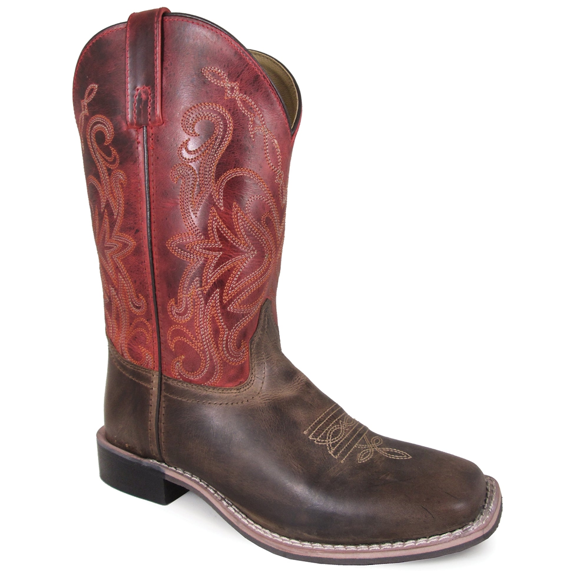 OPENBOX Smoky Mountain Ladies Delta 10" Leather Square Toe Boot - 8 - Brown/Red Crackle
