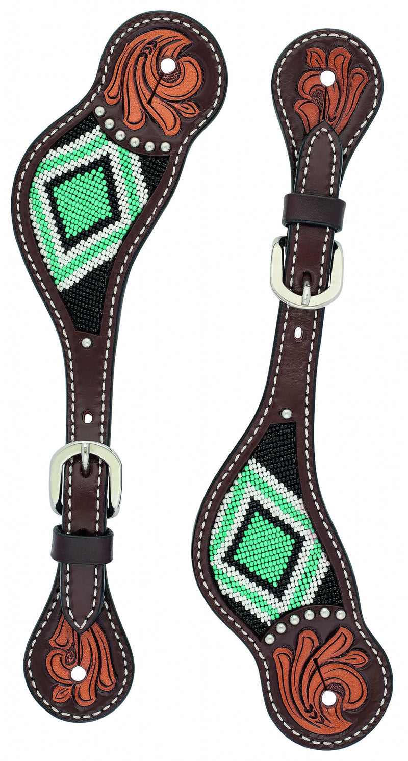 Weaver Turq Cross Ladies Tur Bead Flor Spur Straps