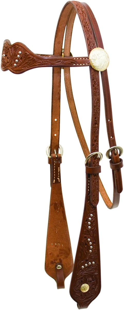 Triple Scallop Dot Floral Tool Brwbnd Headstall Br