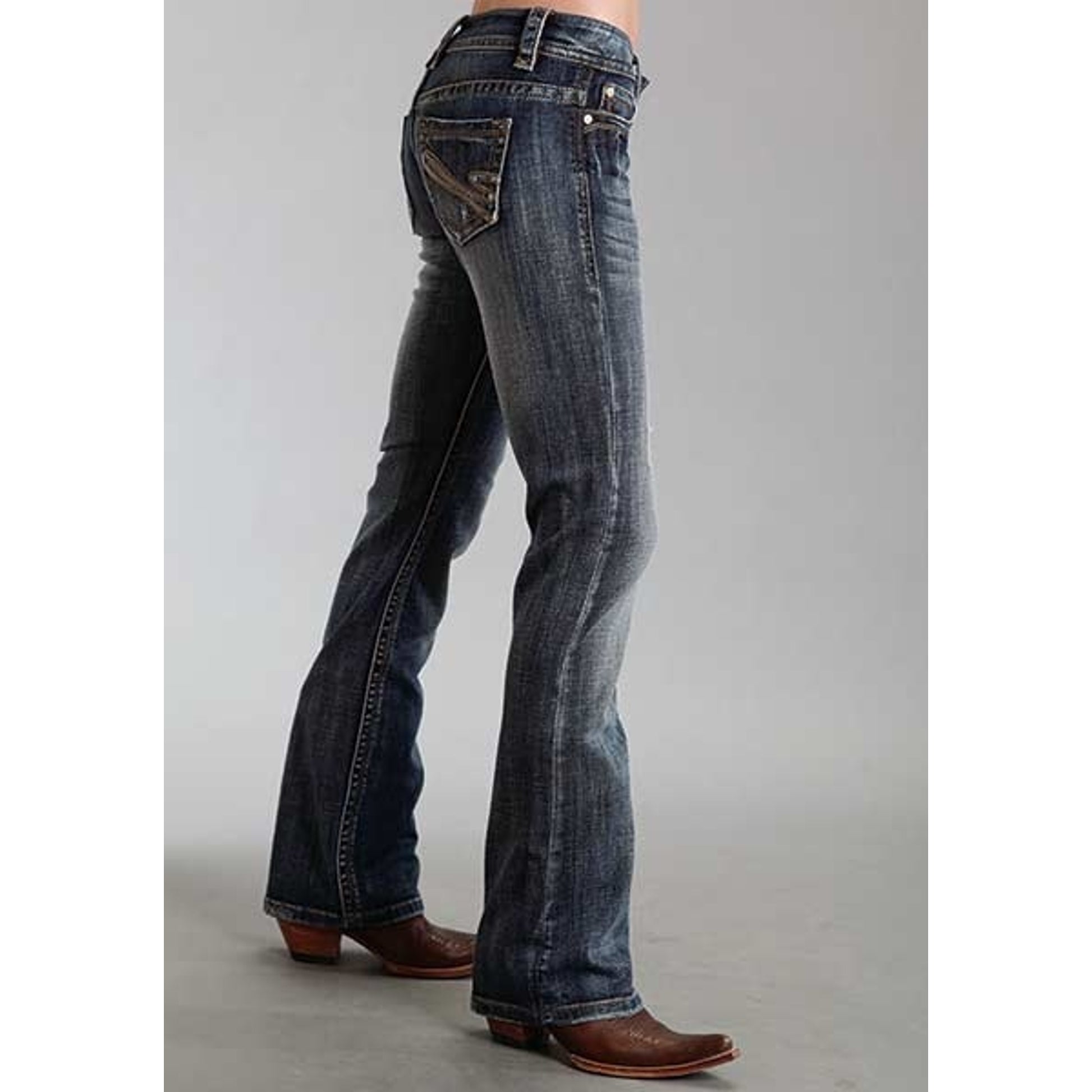 Stetson Ladies 818 Fit Contrast S Stitched Back Pocket Boot Cut Jeans
