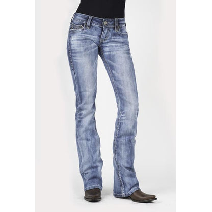 Stetson Ladies 818 Fit Stylized V Three Loops Deco Back Pocket Boot Cut Jeans