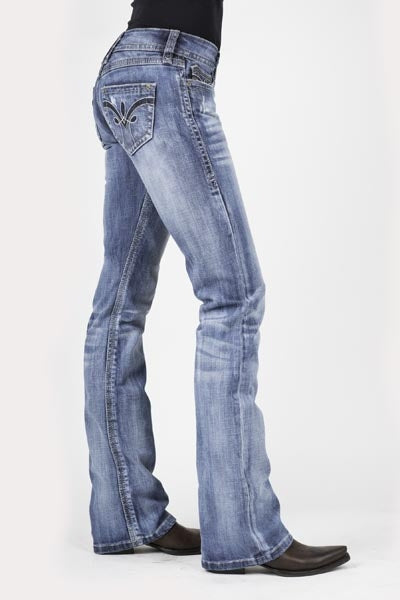 Stetson Ladies 818 Fit Stylized V Three Loops Deco Back Pocket Boot Cut Jeans