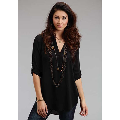 Stetson Ladies Fall II Poly Crepe V Neck Long Sleeve Blouse