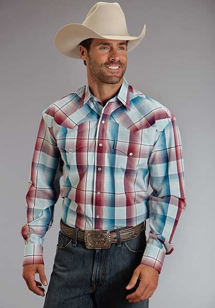 Stetson Mens Spring I Water Ombre Long Sleeve Snap Shirt