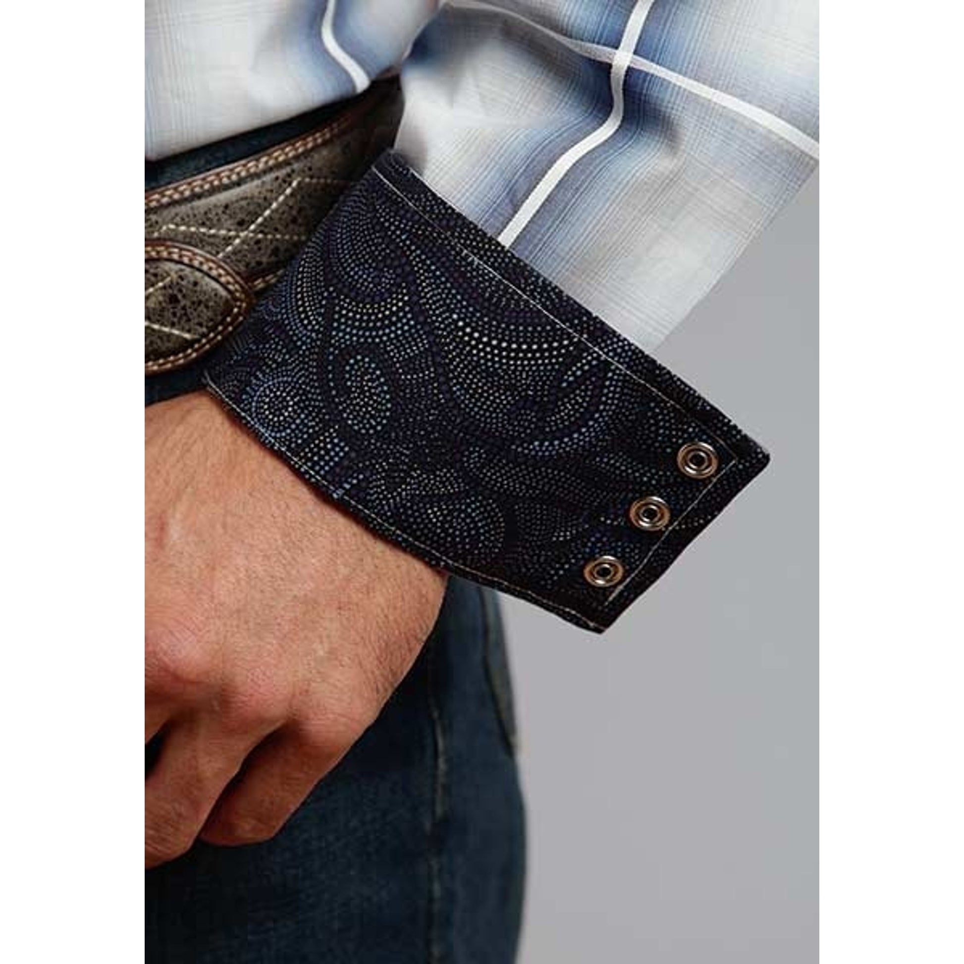 Stetson Mens Winter III Crystal Ombre Long Sleeve Snap Shirt