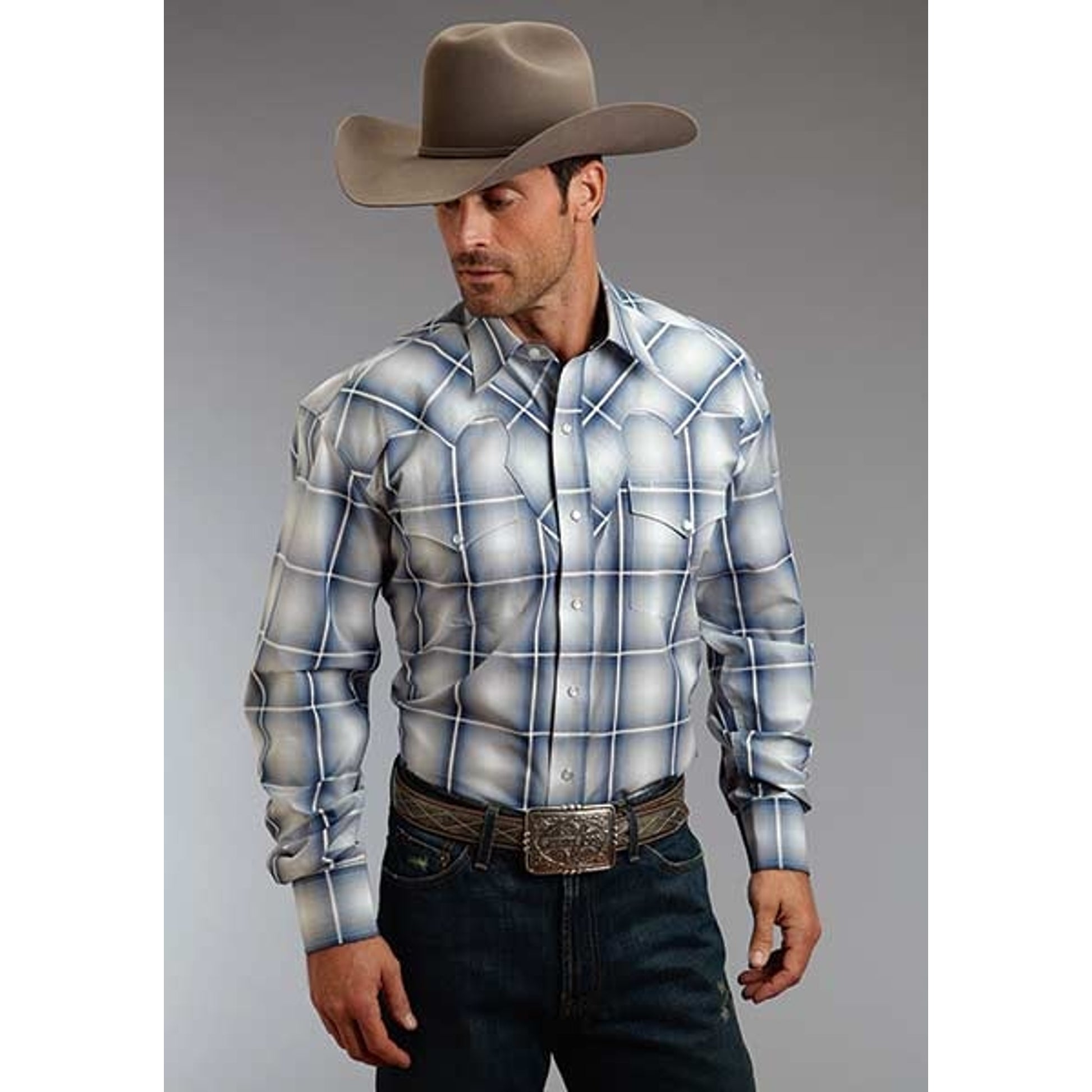 Stetson Mens Winter III Crystal Ombre Long Sleeve Snap Shirt