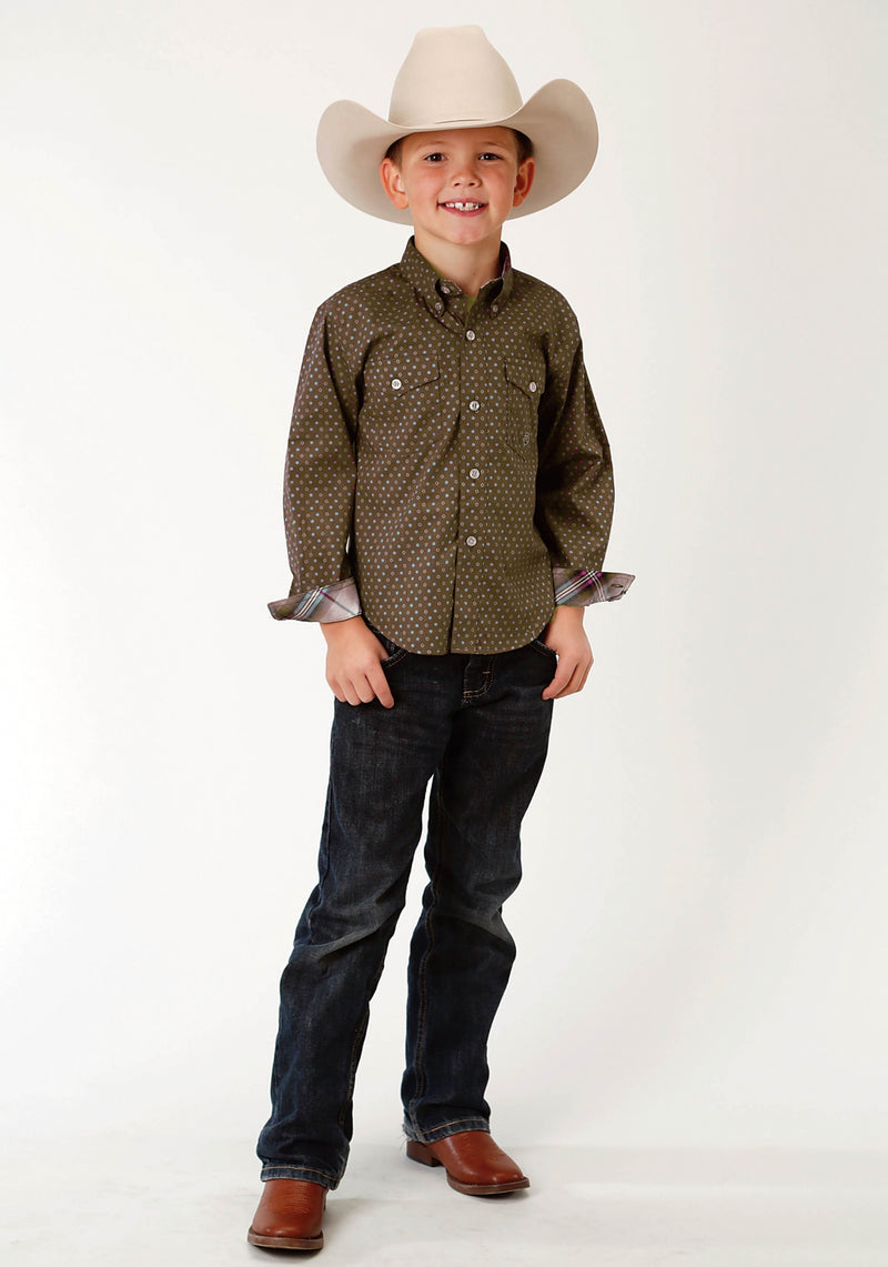 Roper Boys Plum Creek Western Shirt - Brown