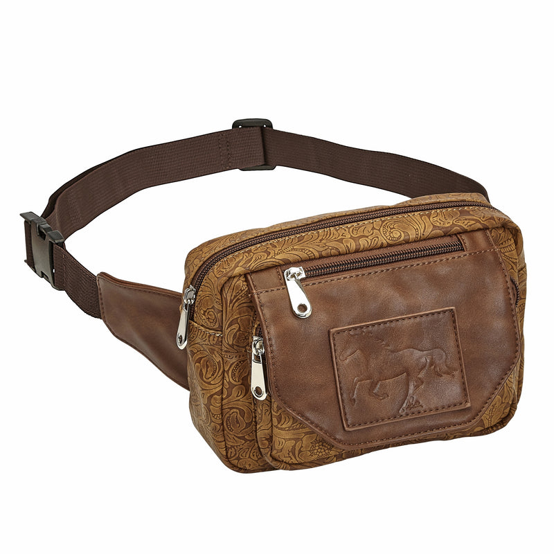 Lila Horse Western Tooled Waist Bag