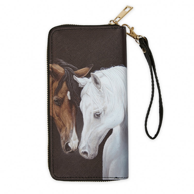Grey and Bay Horse Heads Clutch Wallet