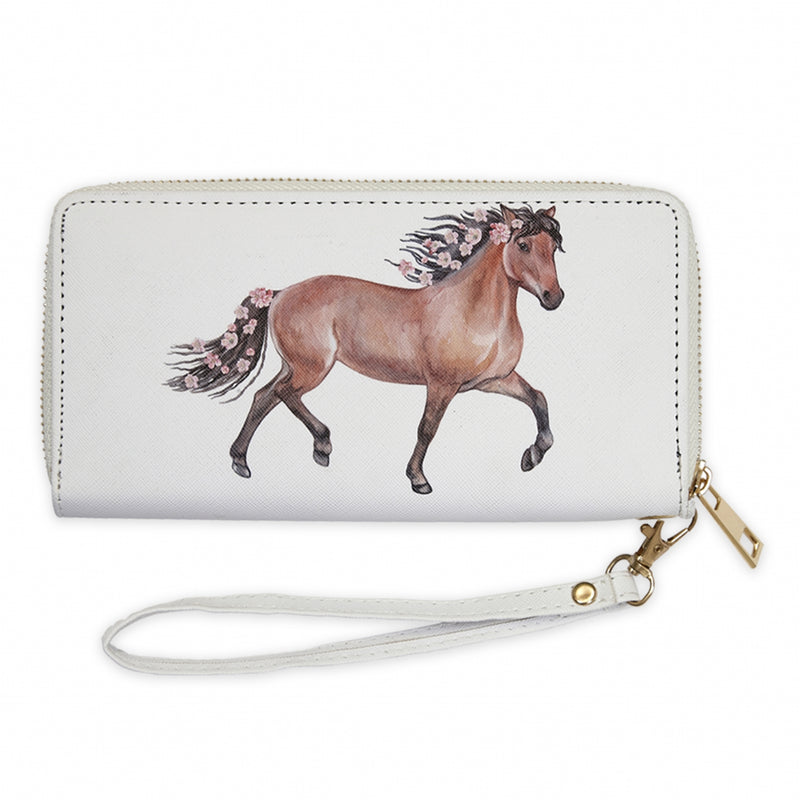 Bay Horse with Flowers Clutch Wallet