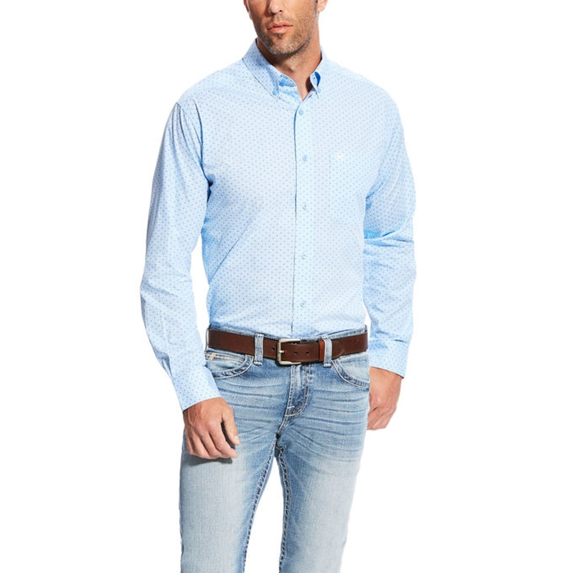 Ariat Men's Milner Long Sleeve Print Fitted Shirt - Noon Sky