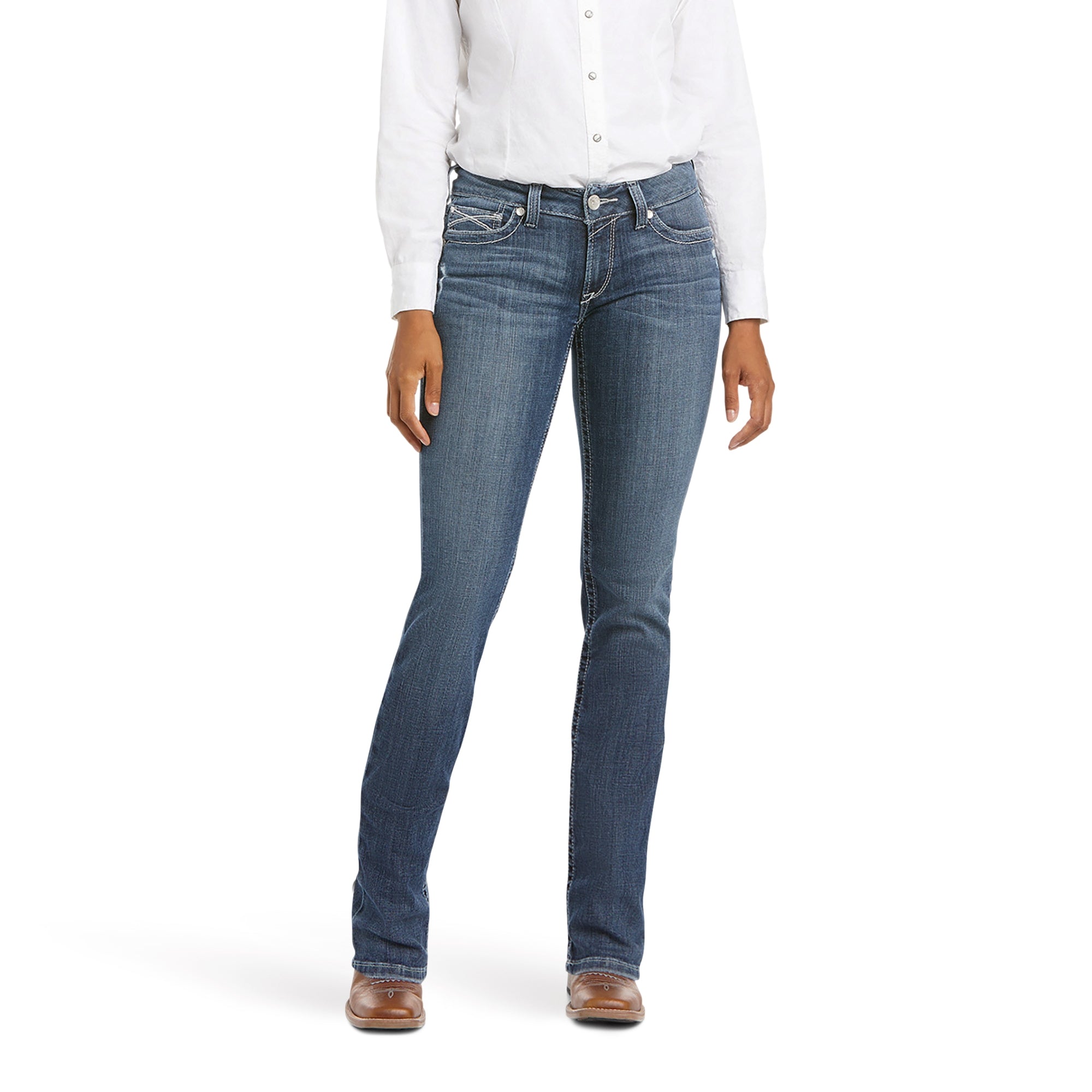 Ariat Ladies R.E.A.L. Mid Rise Arrow Gianna Straight Jeans