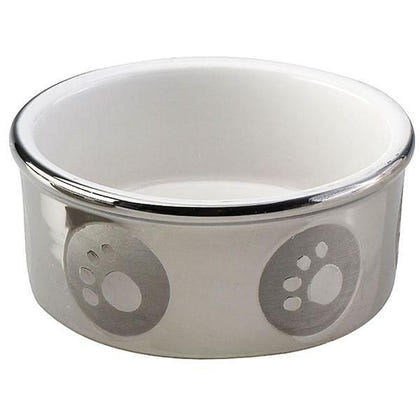 Paw Print Titanium Dog Dish