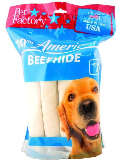 Pet Factory 8 Inch Retrieve Roll Dog Rawhide