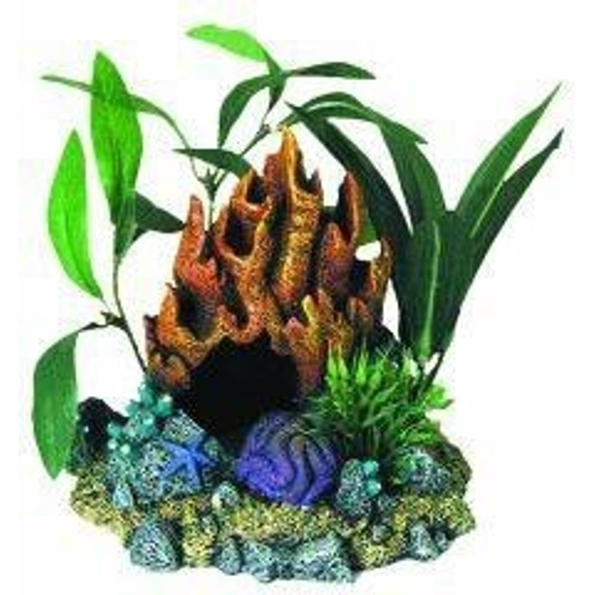 Blue Ribbon Fire Coral Cave with Plants