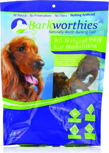 Barkworthies Pig Ear Medallions Dog Chew 12-Pack