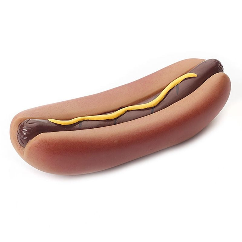 SPOT Vinyl Hot Dog Squeaker Dog Toy