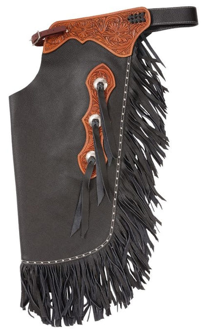 Tough1 Leather Floral Tooled Cowboy Chinks