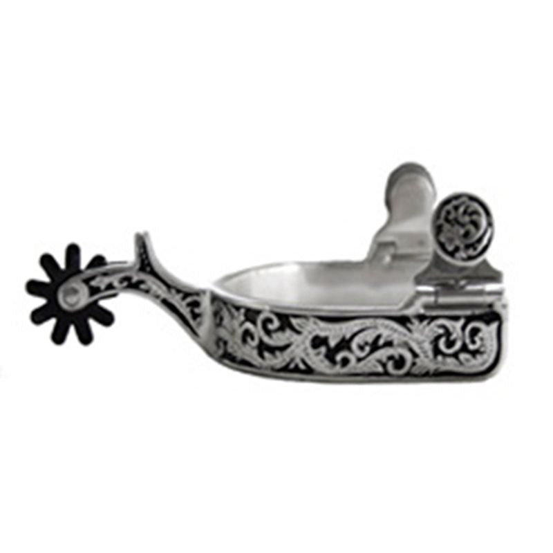 Western SS Black Floral 9pt Mens Spurs