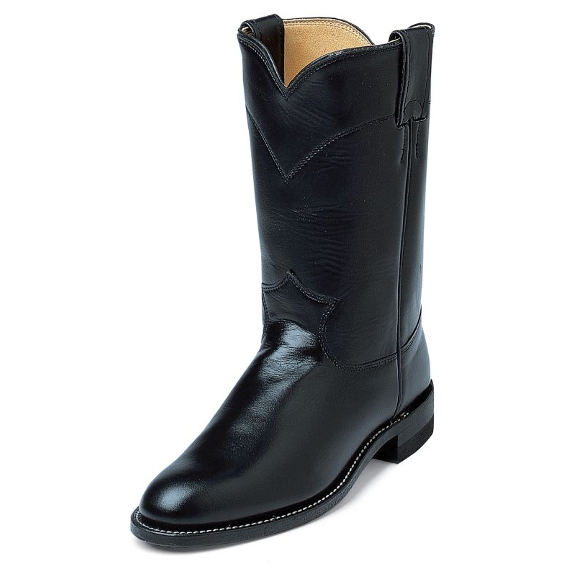 Justin Ladies Roper 10in Black Kipskin Boots