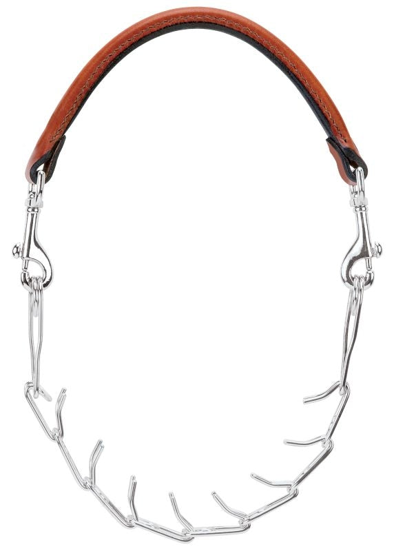 Leather and Pronged Chain Goat Collar