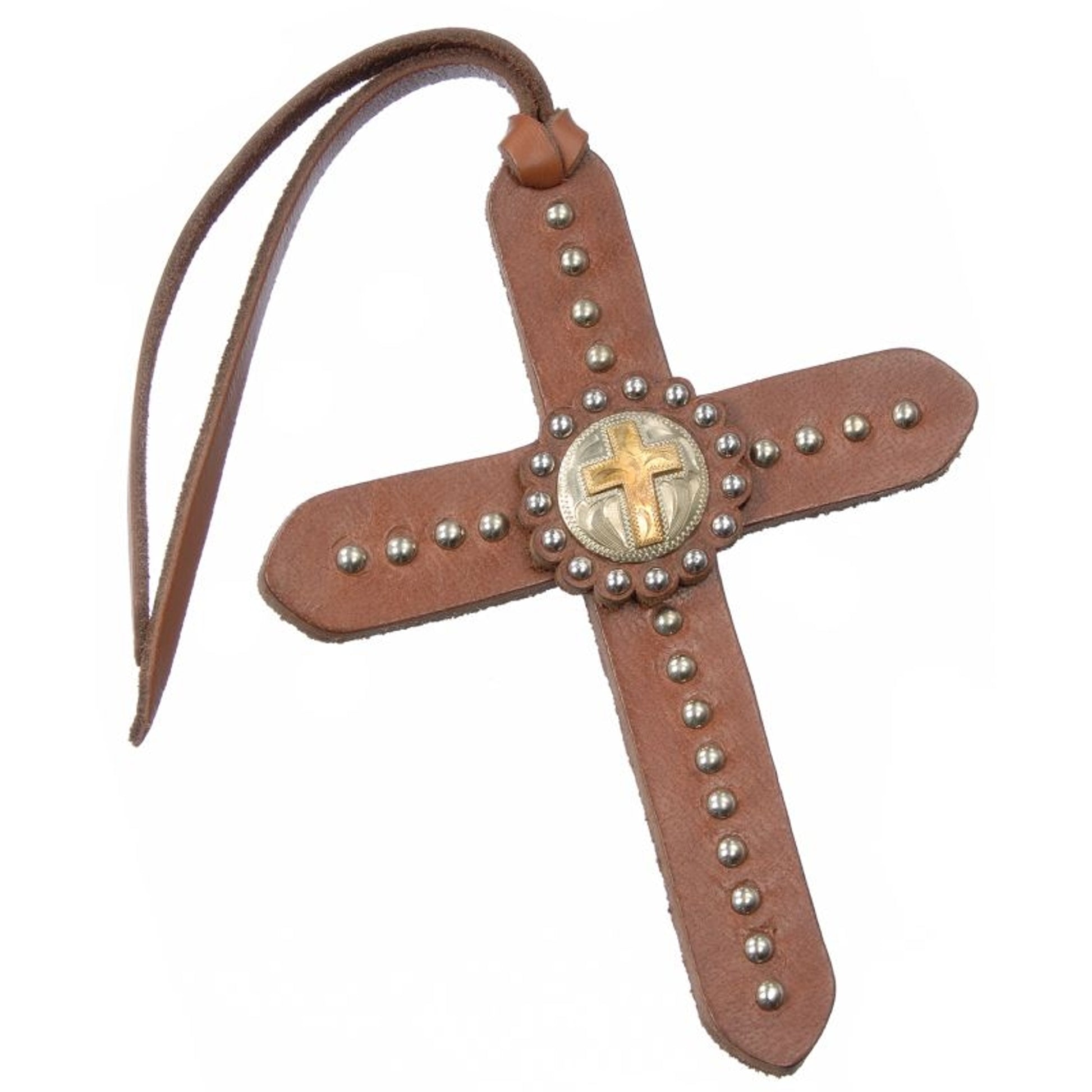 Silver Antique Brown Overlay Concho Style Cross