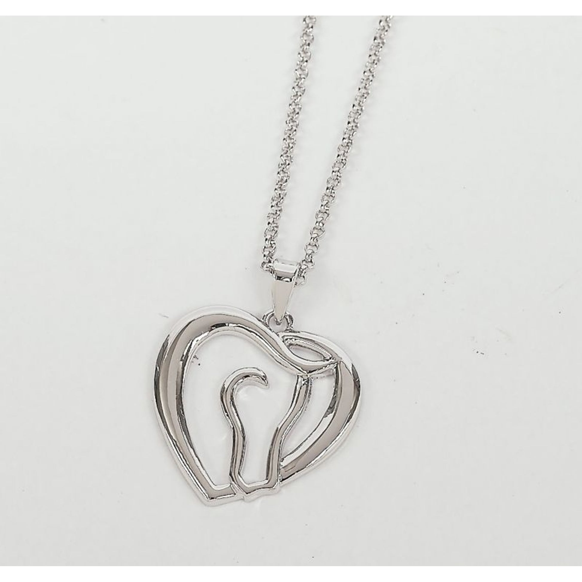 Horse Head Heart Necklace