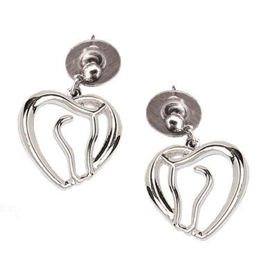 Horse Head Heart Post Back Earrings