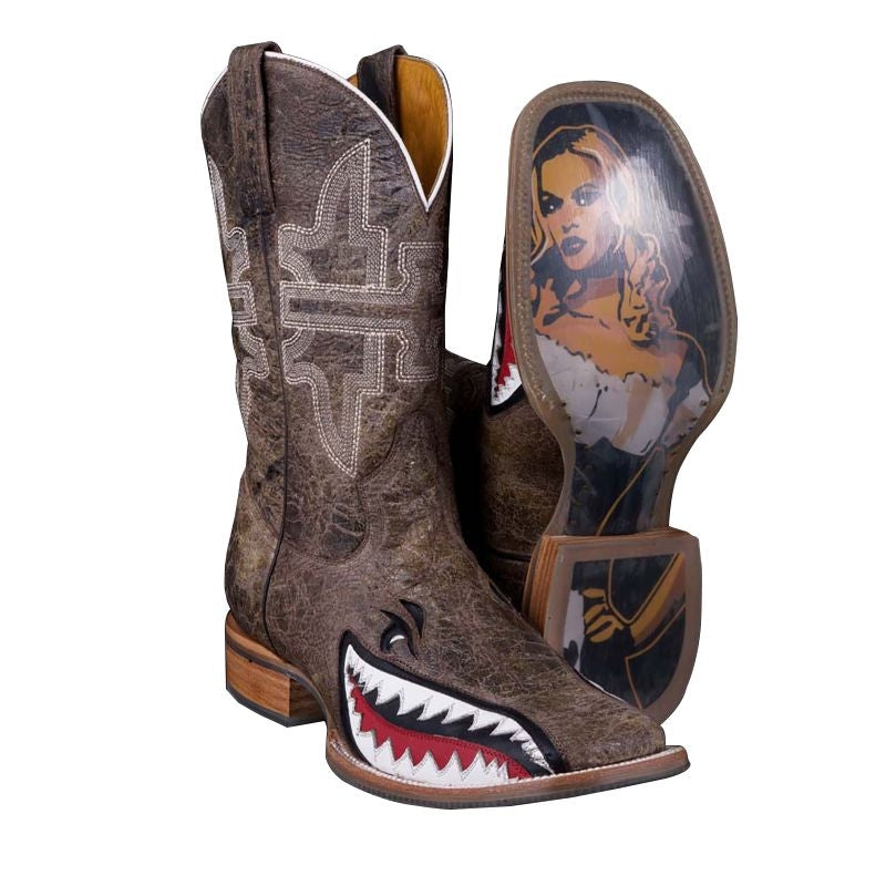 Tin Haul Mens Toastin A Gnarly Shark Sq Toe Boot