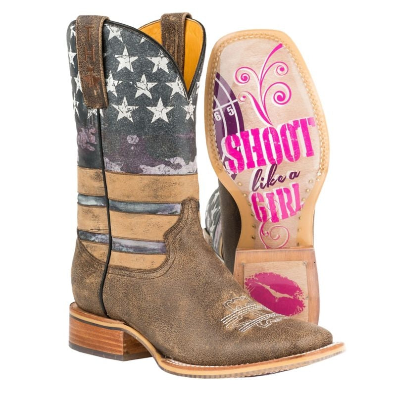 Tin Haul Ladies American Woman Sq Toe Boots