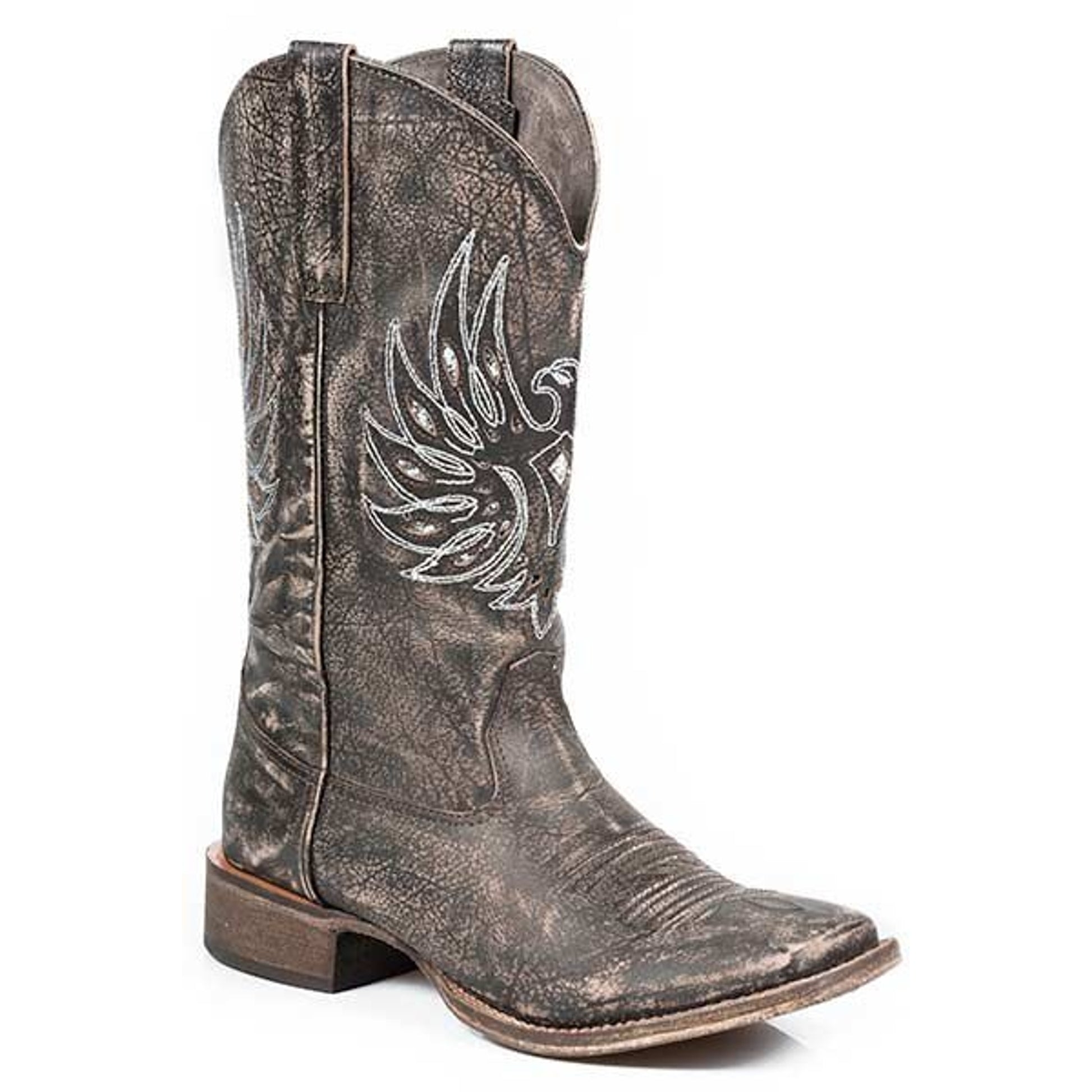 Roper Ladies Eagle Wings Sq Toe Brown Boots