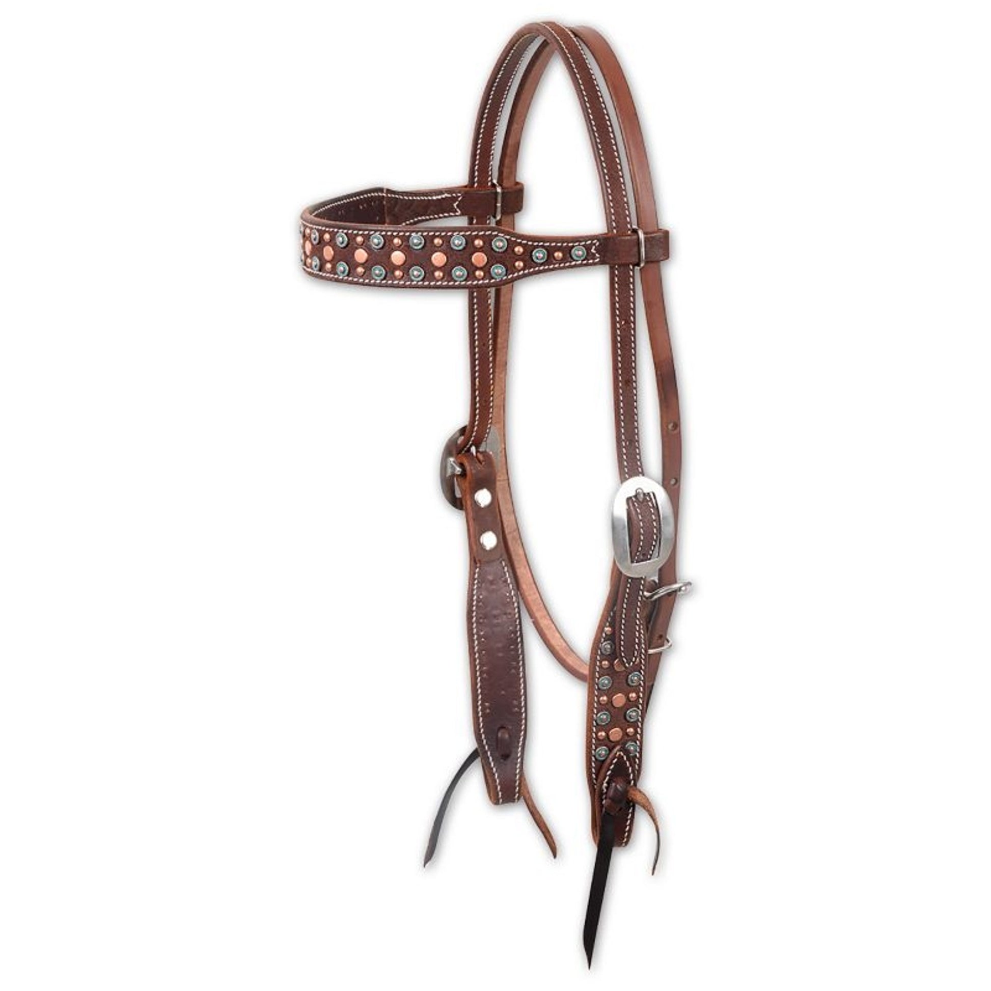 Martin Saddlery Turq/Copper Dots Browband Headstal