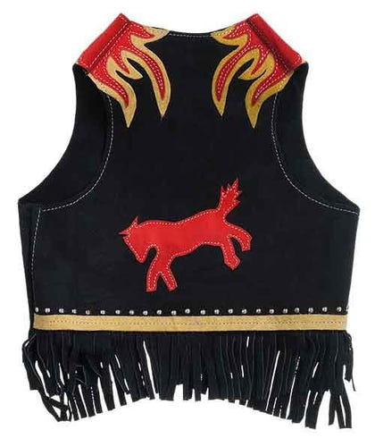 Tough1 Premium Youth Chap/Vest Set Horse/Flame