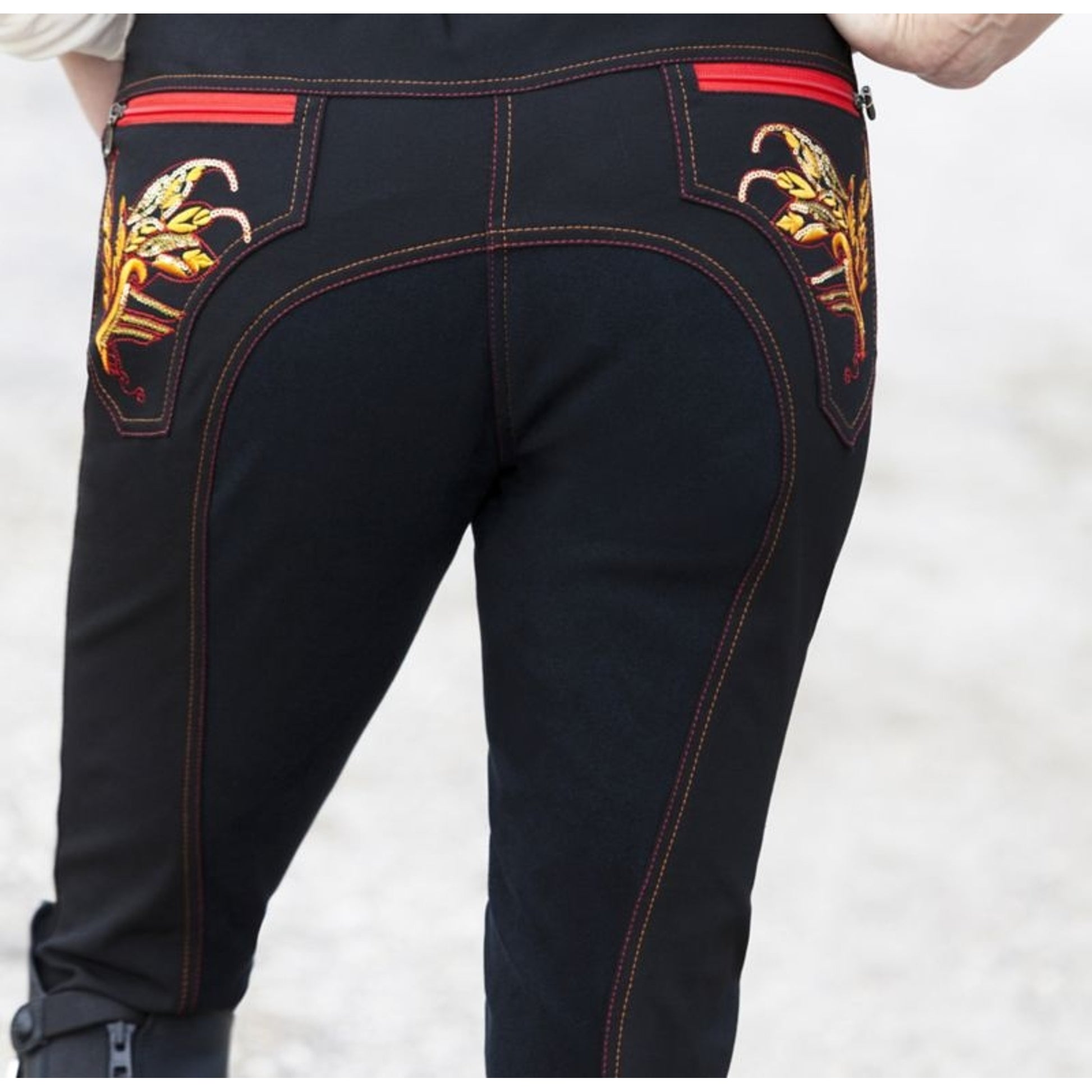 Huntley Ladies Black Knee Patch Riding Pant