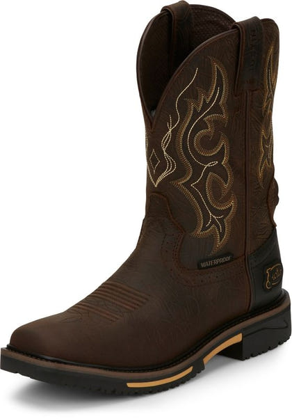 Justin Mens Stampede Joist WP Sq Toe Boots