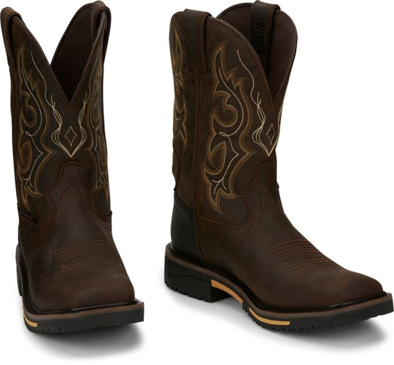 Justin Mens Stampede Joist WP Sq Toe Boots