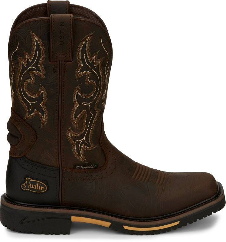 Justin Mens Stampede Joist WP Sq Toe Boots