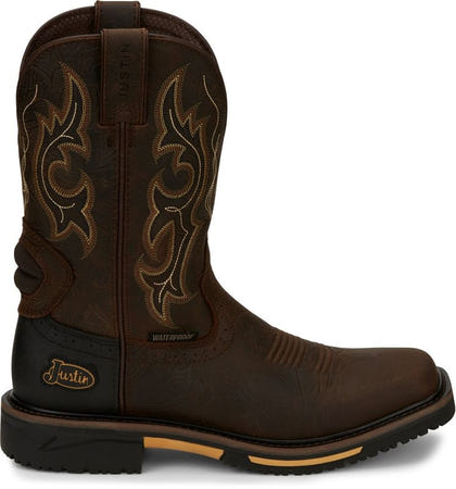 Justin Mens Stampede Joist WP Sq Toe Boots