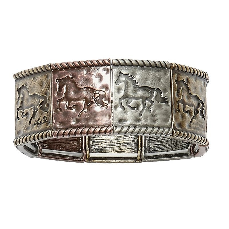 Lila Mixed Metal Stretch Horse Bracelet