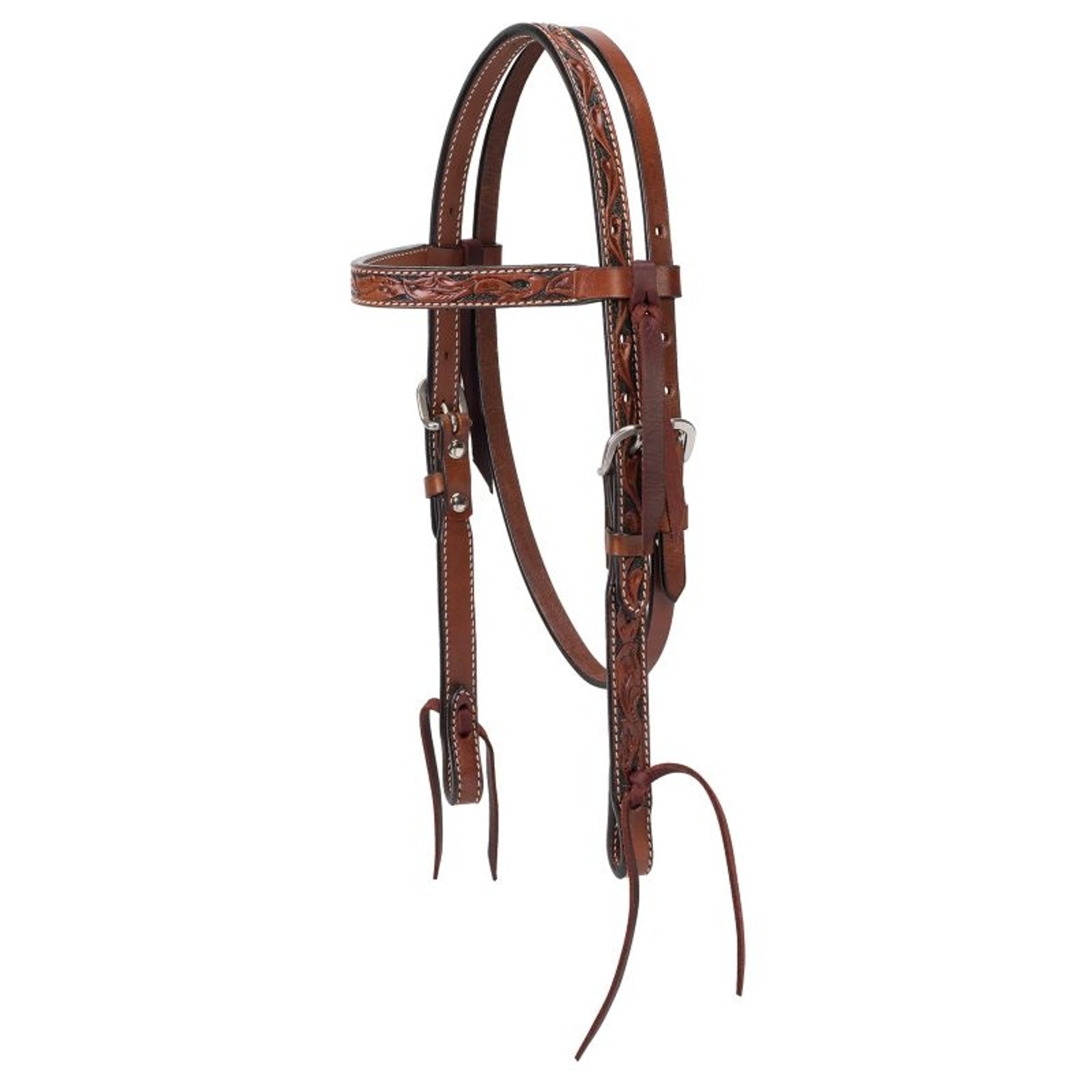 Weaver Turq Cross Carved Chestnut Pony BB Headstal