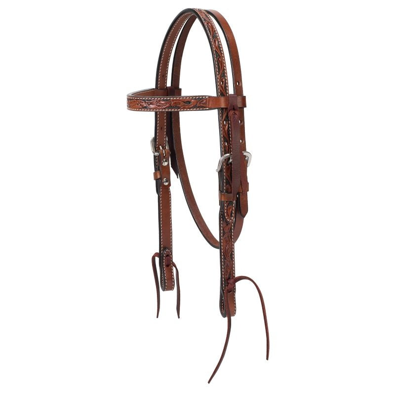 Weaver Turq Cross Carved Chestnut Pony BB Headstal