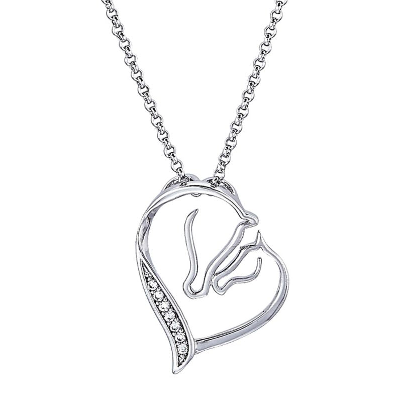 Mare and Foal with Clear Stones Necklace