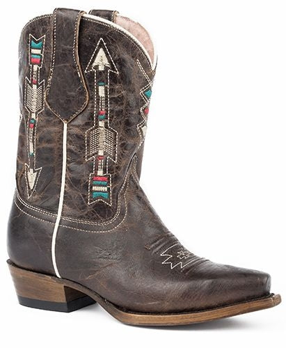 Roper Kids Arrows Snip Toe Brown Boots