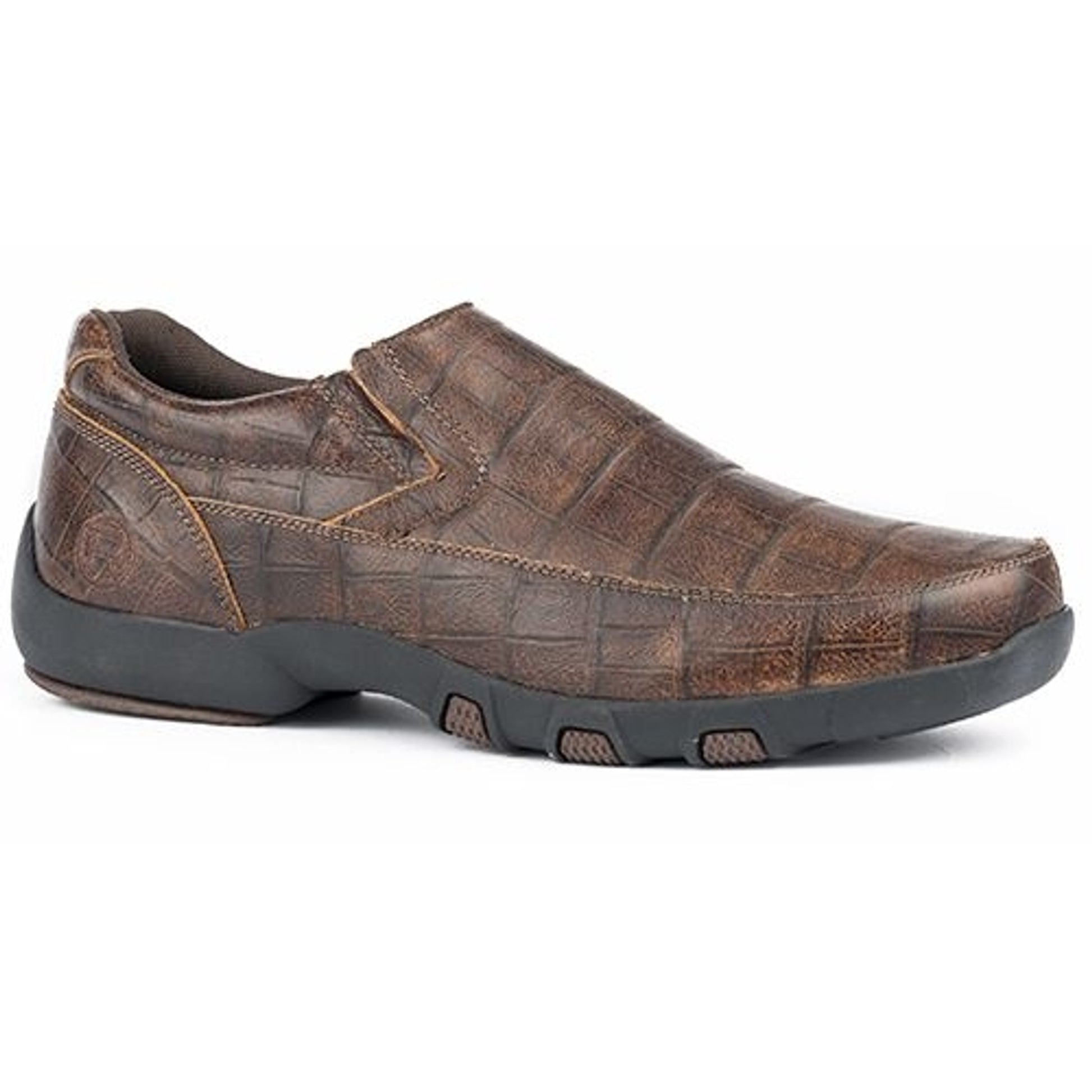 Roper Mens Owen Brn Caiman Print Driving Mocs