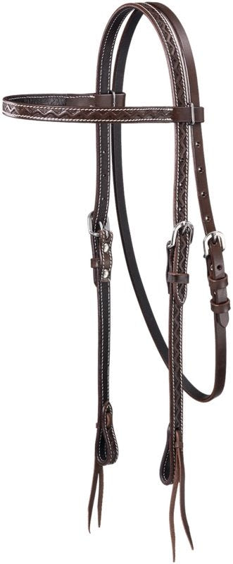 Tough1 Zig Zag Tooled Cowhide Brow Headstall