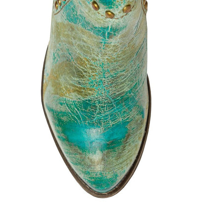 Ferrini Ladies Rnd Toe Turquoise Leather Booties