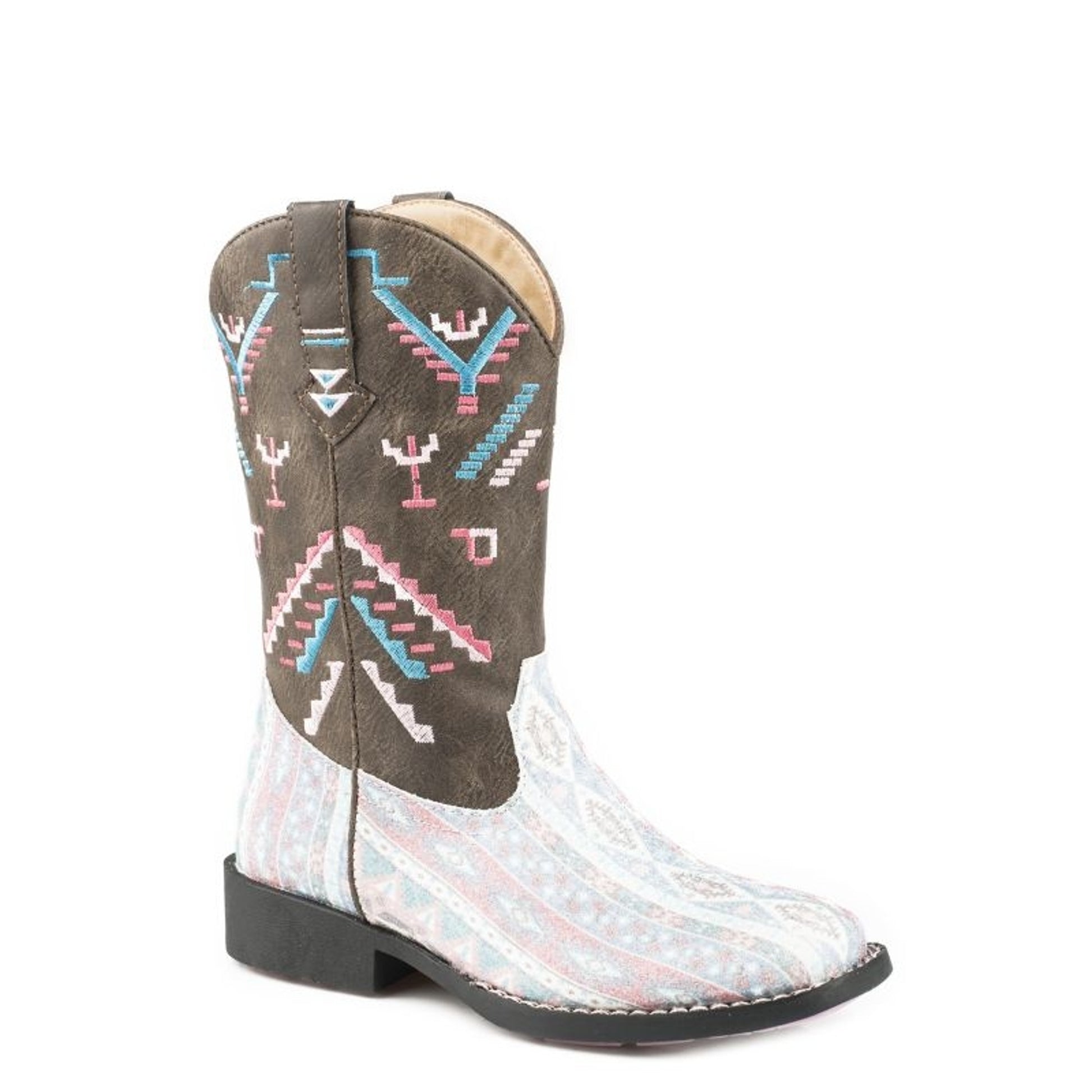 Roper Kids Glitter Azteka Square Toe Boots